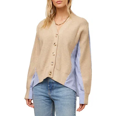 Fifteen Twenty Celine Mixed Media Cardigan In Neutral