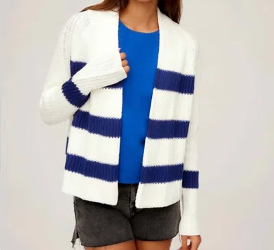 Fifteen Twenty Cely Cropped Cardigan In White/blue In Multi