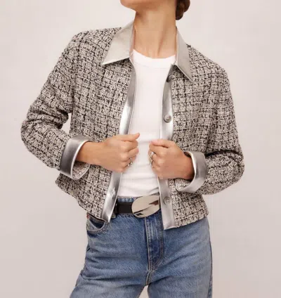 FIFTEEN TWENTY CHER BOUCLE CROPPED JACKET IN BLACK WITH METALLIC