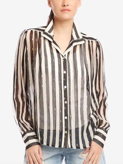 Fifteen Twenty Chloe Long Sleeve Blouse In Stripe In Brown