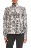 Fifteen Twenty Chloe Metallic Leopard Print Button-up Shirt In Gray