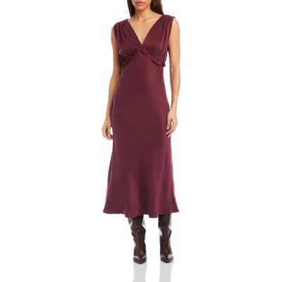 Fifteen Twenty Cierra Ruffle Sleeveless Midi Dress In Burgundy
