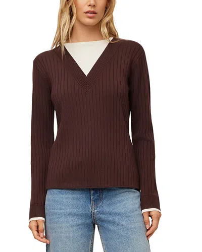 Fifteen Twenty Cindy Rib Knit Layered Sweater In Animal Print