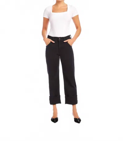 Fifteen Twenty Clara Cuffed Straight Leg Jeans In Black