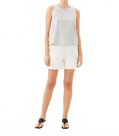 Fifteen Twenty Clarice Side Button Up In Cream With Navy In White