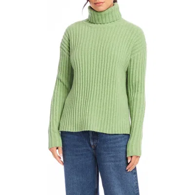 Fifteen Twenty Claudia Rib Turtleneck Sweater In Sage