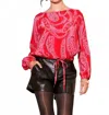 Fifteen Twenty Claudine Tie-waist Paisley Print Top In Red In Red