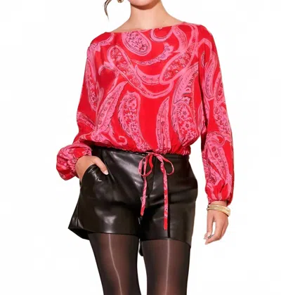 Fifteen Twenty Claudine Tie-waist Paisley Print Top In Red