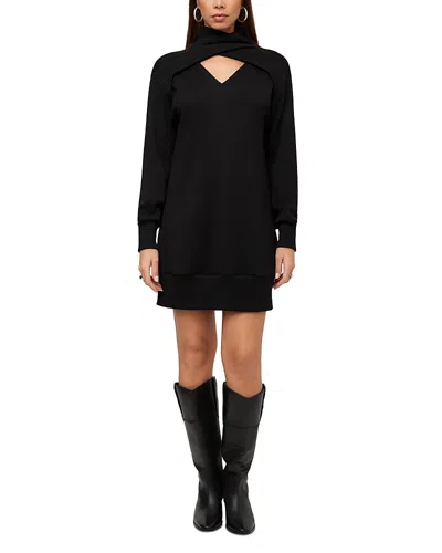 Fifteen Twenty Claylee Crossover Turtleneck Dress In Black