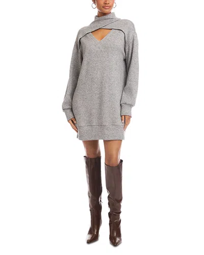 Fifteen Twenty Claylee Cutout Turtleneck Sweater Dress In Gray