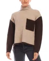Fifteen Twenty Colette Colorblock Mock Neck Sweater In Stone