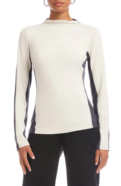 Fifteen Twenty Colorblock Funnel Neck Top In White