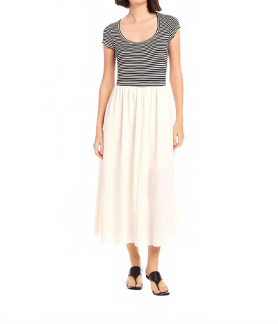 Fifteen Twenty Contrast Hem Sylvie Dress In Black Stripe