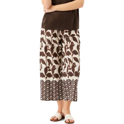 Fifteen Twenty Cora Drawstring Wide Leg Pants In Borwn Print In Multi