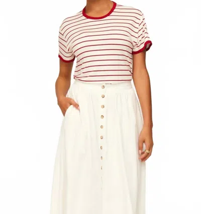 Fifteen Twenty Courtney Contrast Top In Red In White
