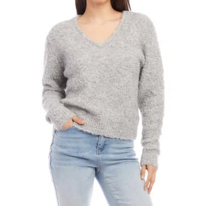 Fifteen Twenty Cozy V Neck Sweater In Gray