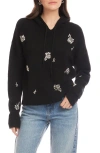 Fifteen Twenty Crystal Embellished Knit Hoodie In Black