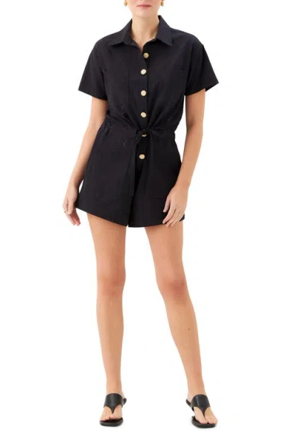 Fifteen Twenty Daliah Tie Waist Romper In Black