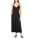 Fifteen Twenty Dana Tie Strap Wide Leg Crop Linen Blend Jumpsuit In Black