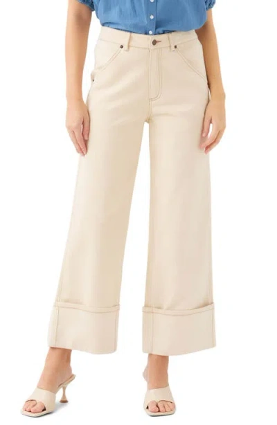 Fifteen Twenty Dana Cuffed Wide-leg Jeans In Natural In Neutral