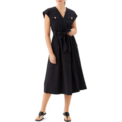 Fifteen Twenty Darcie Belted Cotton Midi Dress In Black