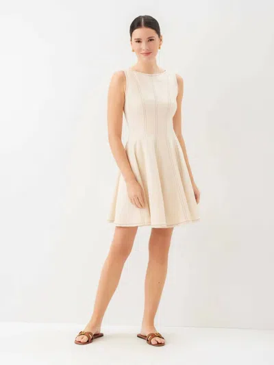 Fifteen Twenty Darla Contrast Stitch Dress In Natural In Neutral