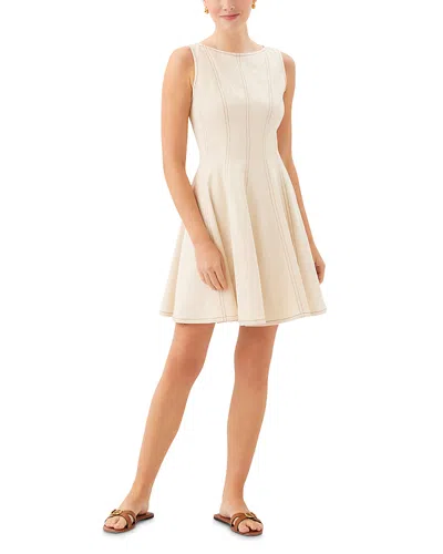 Fifteen Twenty Darla Contrast Stitch Dress In Neutral