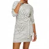 Fifteen Twenty Darla Side Knot Dress In Stripes In White