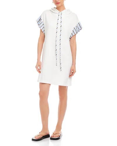 Fifteen Twenty Dayna Contrast Detail French Terry Hoodie Minidress In White