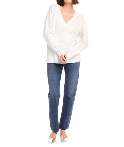 Fifteen Twenty Deliana Oversized V-neck Sweater In Ash In White