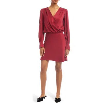 Fifteen Twenty Denise Long Sleeve Minidress In Red