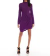 Fifteen Twenty Metallic Pleated Asymmetric Long Sleeve Minidress In Purple