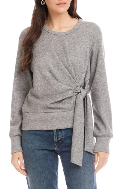 Fifteen Twenty Drea Side Tie Knit Top In Gray