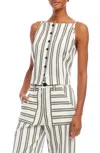 Fifteen Twenty Elis Sleevless Button Up Top In Stripe In White