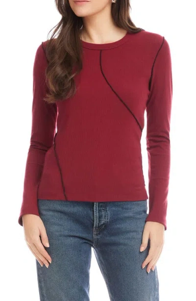 Fifteen Twenty Elissa Rib Top In Burgundy