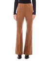 Fifteen Twenty Ellie Pintuck Bootcut Faux Suede Pants In Cognac