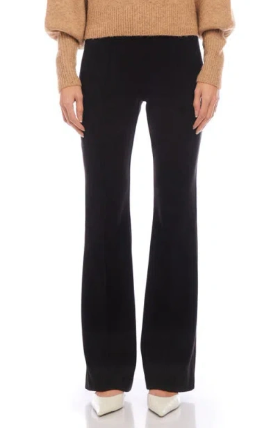Fifteen Twenty Ellie Pintuck Bootcut Faux Suede Pants In Black