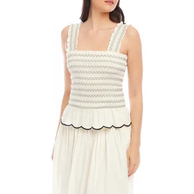 Fifteen Twenty Elliot Smocked Cotton Peplum Camisole In White