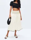 Fifteen Twenty Elsa Smocked Waist Midi Skirt In Cream In White