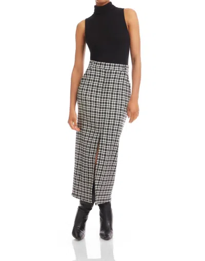 Fifteen Twenty Elyce Front Slit Midi Skirt In Plaid In Gray