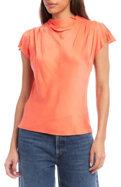 Fifteen Twenty Emmeline Drape Neck Top In Coral