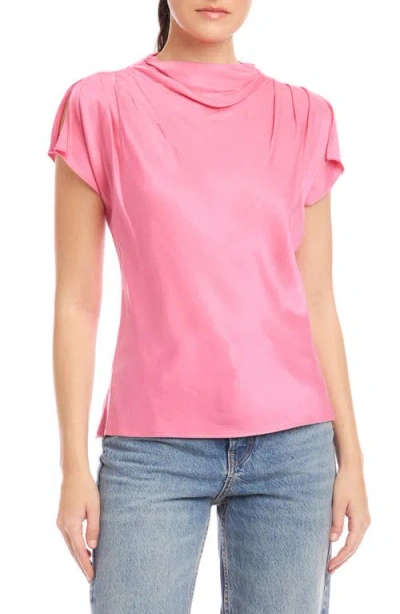 Fifteen Twenty Emmeline Drape Neck Top In Pink