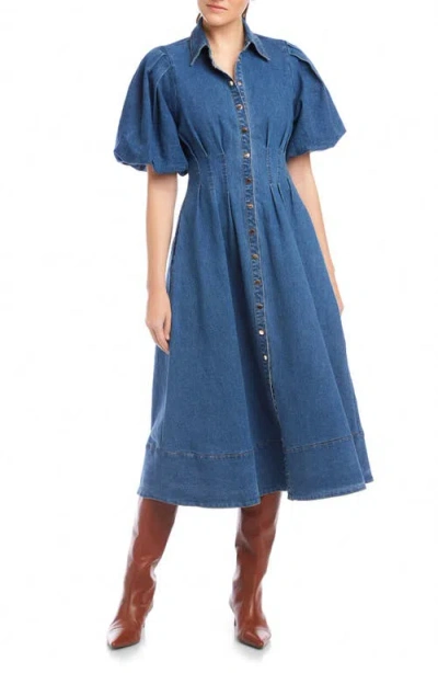 Fifteen Twenty Esme Midi Shirtdress In Denim In Blue