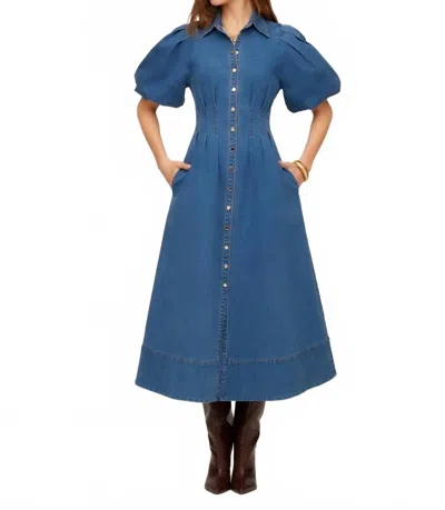 Fifteen Twenty Esme Midi Shirtdress In Denim In Multi