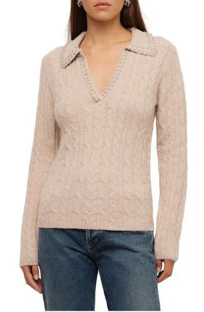 Fifteen Twenty Estelle Cable Knit Sweater In Neutral