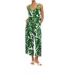 Fifteen Twenty Etta Cropped Drawstring Pants In Monstera Print In Green