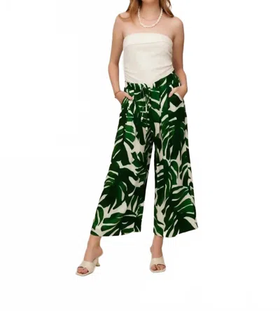 Fifteen Twenty Etta Cropped Pant In Green Palm Leaf In Multi