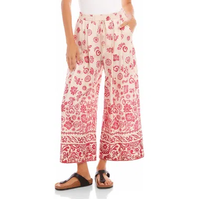 Fifteen Twenty Etta Wide Leg Crop Drawstring Pants In Print