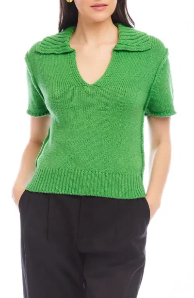 Fifteen Twenty Evie Cotton Johnny Collar Polo In Green