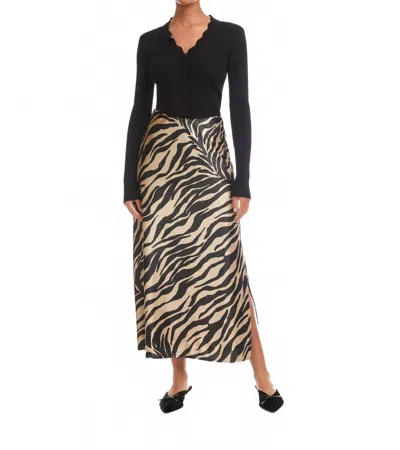 Fifteen Twenty Evy Side Slit Velvet Bias Skirt In Zebra In Multi